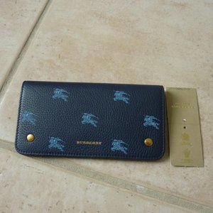 Burberry 'Rowe' Logo Pebbled Leather Card Holder